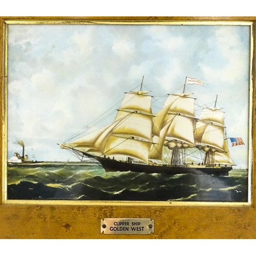 189 - Four Wedgwood plaques depicting the clipper ships Golden West, Sea Witch, Great Republic, and Dreadn... 