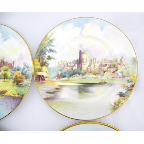 202 - A set of twelve Minton plates depicting castles of the United Kingdom to include Stirling Castle, Ed... 