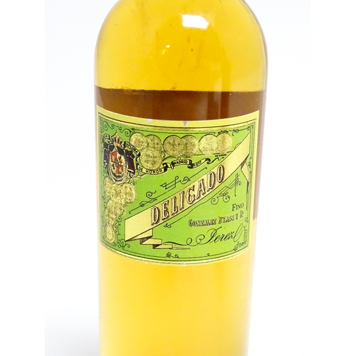 1153 - A 500ml bottle of Jerez Delicado fino sherry, together with a 500ml bottle of Chateau Laborde 2001 S... 