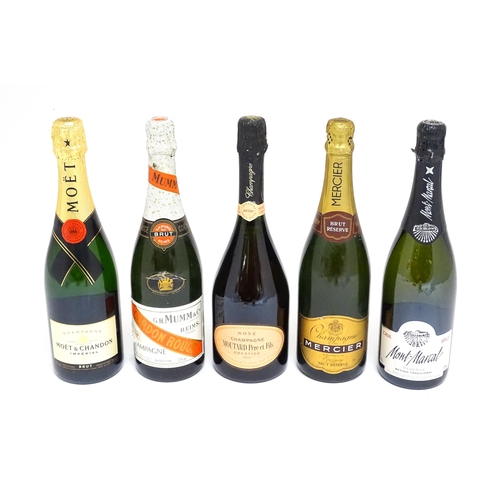 1156 - Four bottles of champagne, comprising a 750ml bottle of Moët & Chandon Imperial brut, a 75cl bottle ... 