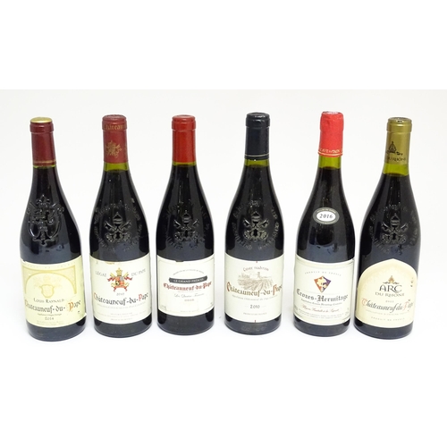 1160 - Five assorted bottles of Chateauneuf-du-Pape red wine, comprising: a 750ml bottle of Arc du Rhone 20... 