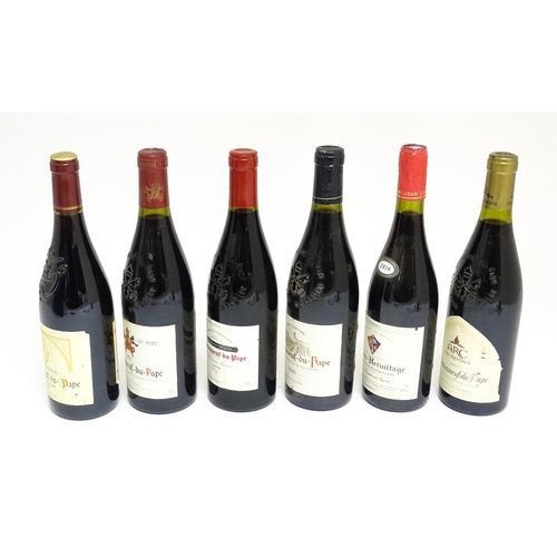 1160 - Five assorted bottles of Chateauneuf-du-Pape red wine, comprising: a 750ml bottle of Arc du Rhone 20... 