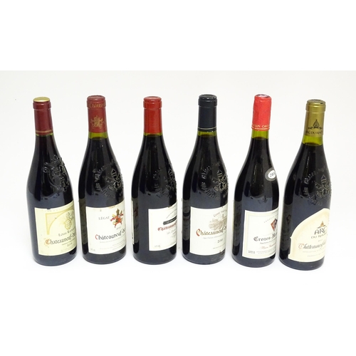 1160 - Five assorted bottles of Chateauneuf-du-Pape red wine, comprising: a 750ml bottle of Arc du Rhone 20... 