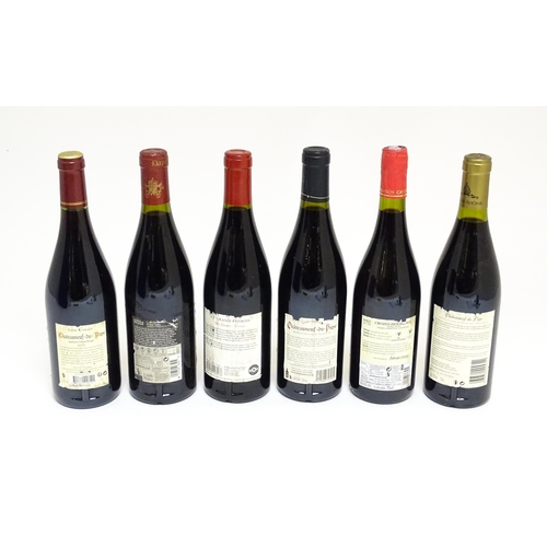 1160 - Five assorted bottles of Chateauneuf-du-Pape red wine, comprising: a 750ml bottle of Arc du Rhone 20... 