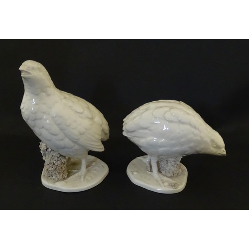 120 - A pair of Ceramica del Ferlaro Italian models of quail birds. Marked under Ferlaro Italy 168/169. La... 