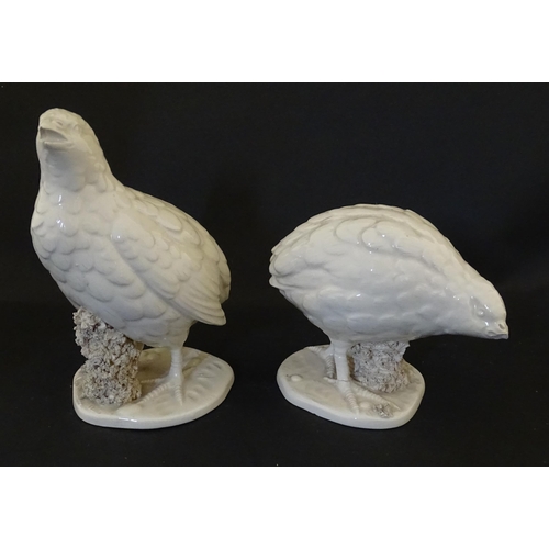 120 - A pair of Ceramica del Ferlaro Italian models of quail birds. Marked under Ferlaro Italy 168/169. La... 