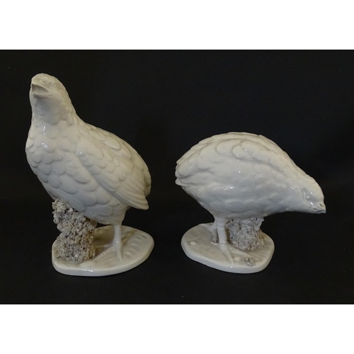 120 - A pair of Ceramica del Ferlaro Italian models of quail birds. Marked under Ferlaro Italy 168/169. La... 