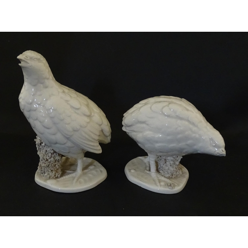 120 - A pair of Ceramica del Ferlaro Italian models of quail birds. Marked under Ferlaro Italy 168/169. La... 