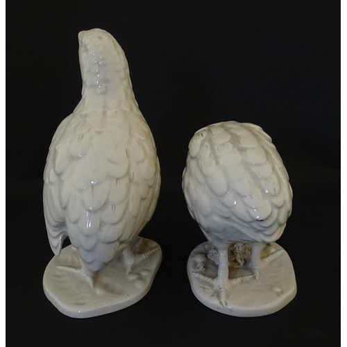 120 - A pair of Ceramica del Ferlaro Italian models of quail birds. Marked under Ferlaro Italy 168/169. La... 