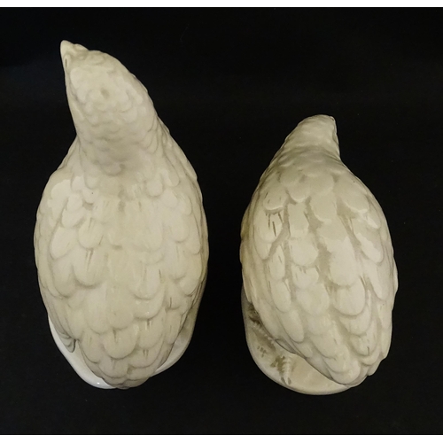 120 - A pair of Ceramica del Ferlaro Italian models of quail birds. Marked under Ferlaro Italy 168/169. La... 