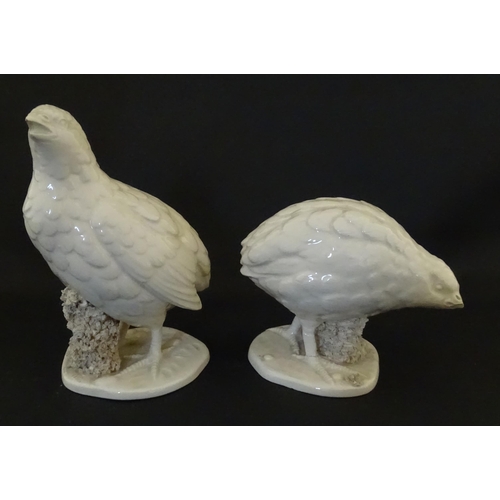 120 - A pair of Ceramica del Ferlaro Italian models of quail birds. Marked under Ferlaro Italy 168/169. La... 