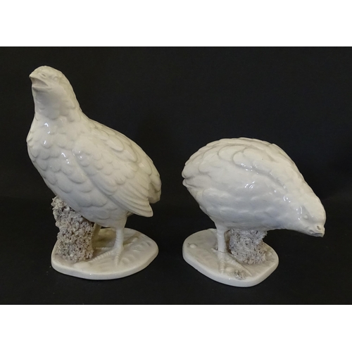 120 - A pair of Ceramica del Ferlaro Italian models of quail birds. Marked under Ferlaro Italy 168/169. La... 