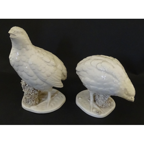 120 - A pair of Ceramica del Ferlaro Italian models of quail birds. Marked under Ferlaro Italy 168/169. La... 