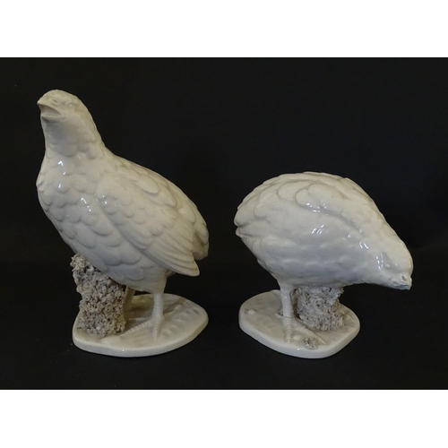 120 - A pair of Ceramica del Ferlaro Italian models of quail birds. Marked under Ferlaro Italy 168/169. La... 