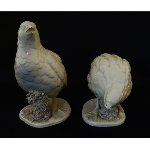 120 - A pair of Ceramica del Ferlaro Italian models of quail birds. Marked under Ferlaro Italy 168/169. La... 