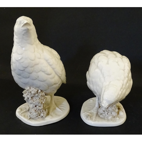 120 - A pair of Ceramica del Ferlaro Italian models of quail birds. Marked under Ferlaro Italy 168/169. La... 