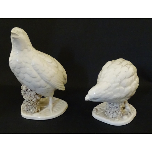 120 - A pair of Ceramica del Ferlaro Italian models of quail birds. Marked under Ferlaro Italy 168/169. La... 