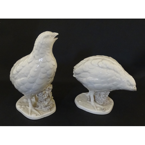 120 - A pair of Ceramica del Ferlaro Italian models of quail birds. Marked under Ferlaro Italy 168/169. La... 