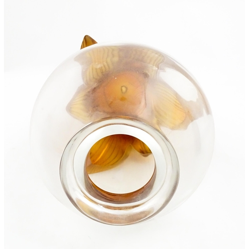 257 - A boxed limited edition Lalique Pivoines glass vase with high relief amber floral base. Limited edit... 