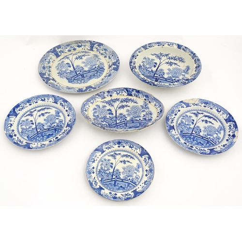 64 - A quantity of Davenport dinner wares in the Bamboo and Peony pattern to include plates and serving d... 