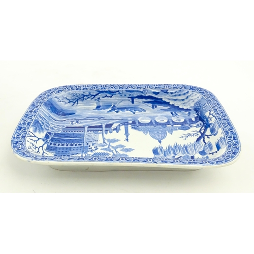 71 - A Spode blue and white dish of squared form decorated in the Rome pattern. Marked under. Approx. 8 1... 