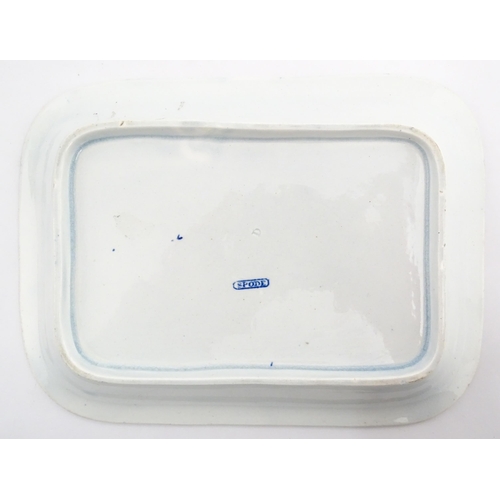 71 - A Spode blue and white dish of squared form decorated in the Rome pattern. Marked under. Approx. 8 1... 