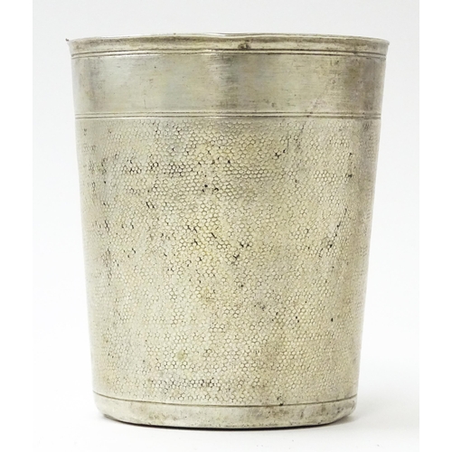 404 - A Victorian Continental silver beaker with punchwork decoration and engraved under, and bears marks,... 