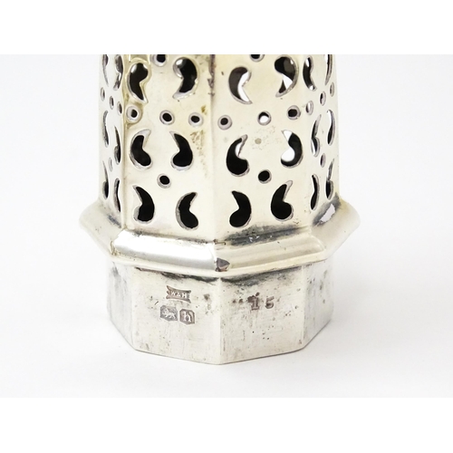 415 - A silver sugar caster hallmarked Sheffield 1929, maker Walker & Hall. Approx. 6 1/2