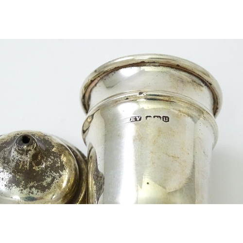 417 - An Art Deco silver pepperette hallmarked Birmingham 1936, maker S. Blanckensee & Son Ltd. Together w... 