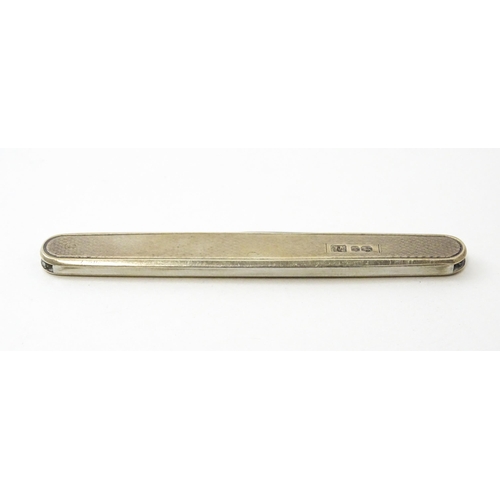 442 - A silver twin blade penknife with engine turned decoration hallmarked Sheffield 1966, maker W. Mills... 