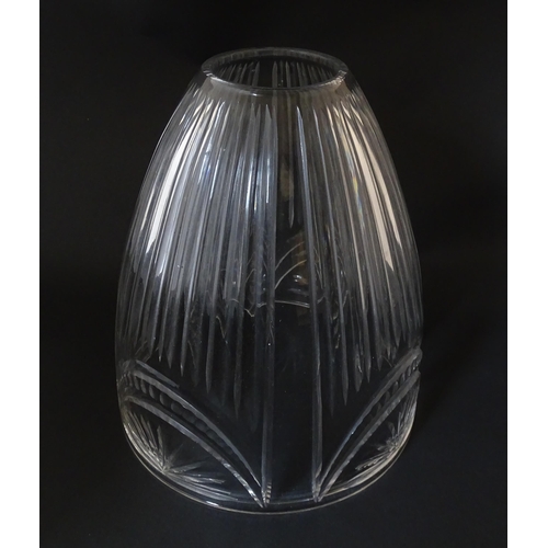 273 - A clear cut glass light shade with facet detail. Approx. 10