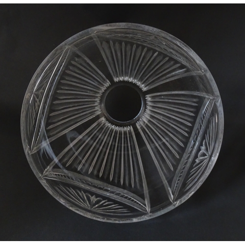 273 - A clear cut glass light shade with facet detail. Approx. 10