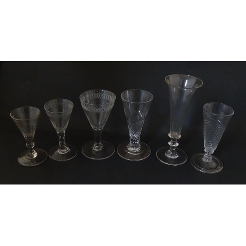 295 - A quantity of 19thC and later pedestal glasses of conical form. Largest approx. 6 3/4