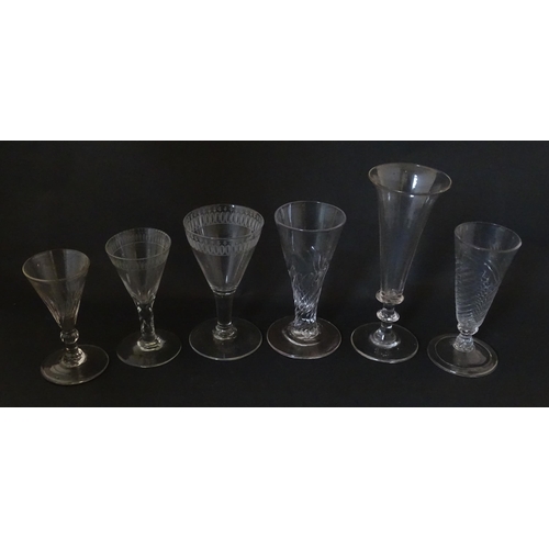 295 - A quantity of 19thC and later pedestal glasses of conical form. Largest approx. 6 3/4