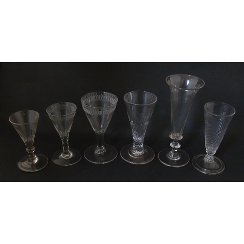 295 - A quantity of 19thC and later pedestal glasses of conical form. Largest approx. 6 3/4