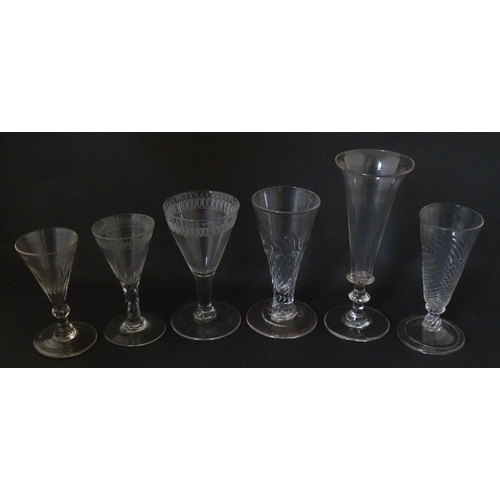 295 - A quantity of 19thC and later pedestal glasses of conical form. Largest approx. 6 3/4