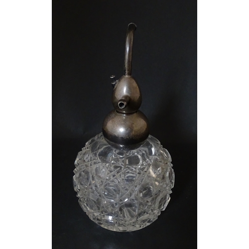 307 - A Victorian cut glass atomiser with silver top hallmarked London 1897, maker Sampson Mordan & Co. Ap... 