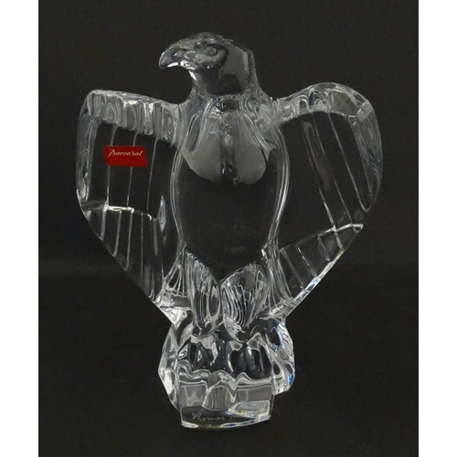 328 - A boxed Baccarat glass / crystal model of an eagle. Signed under. Approx. 7