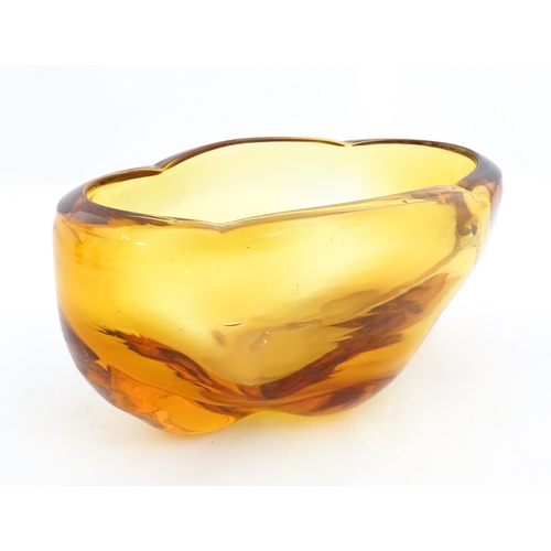 331 - A Whitefriars amber glass bowl. Approx. 5 1/2