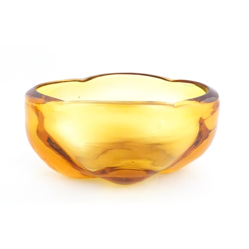 331 - A Whitefriars amber glass bowl. Approx. 5 1/2