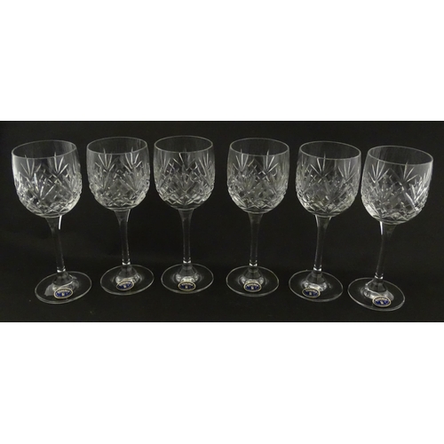 339 - A boxed set of six Bohemia Crystal wine glasses, each approx 7