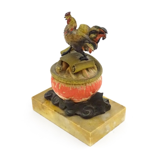 1212 - A French ornamental desk stand commemorating the French Revolution of 1830 modelled as a rooster / c... 