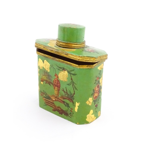 1224 - An early 20thC French glass perfume flask / scent bottle with gilt highlights, with gilt metal trave... 