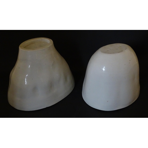 1315 - Two late 19th / early 20thC ceramic jelly / pudding moulds. Largest approx. 4 3/4