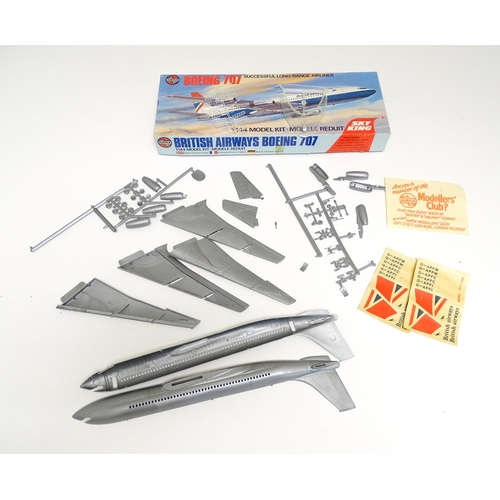 1184 - Toys: A Keil Kraft Chief model aeroplane / glider kit. Together with an Airfix British Airways Boein... 