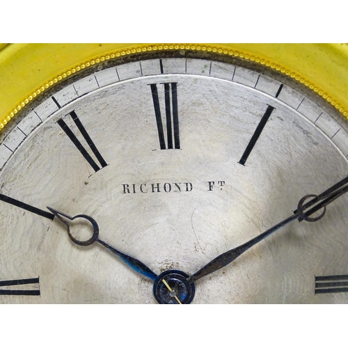 1647 - A 19thC French slate cased mantle clock. The engine turned dial signed 'Richond Ft. ...Monmatre..' T... 