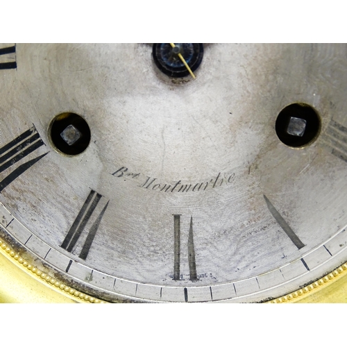 1647 - A 19thC French slate cased mantle clock. The engine turned dial signed 'Richond Ft. ...Monmatre..' T... 