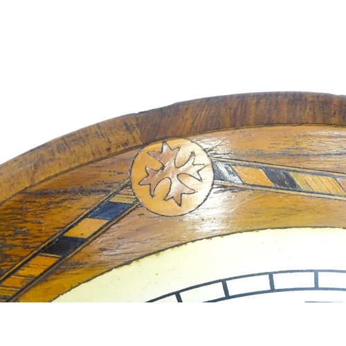 1651 - A Victorian drop dial wall clock, the walnut case with cross banded and satinwood  marquetry inlay. ... 