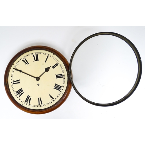 1654 - A 19thC mahogany cased wall clock with 12