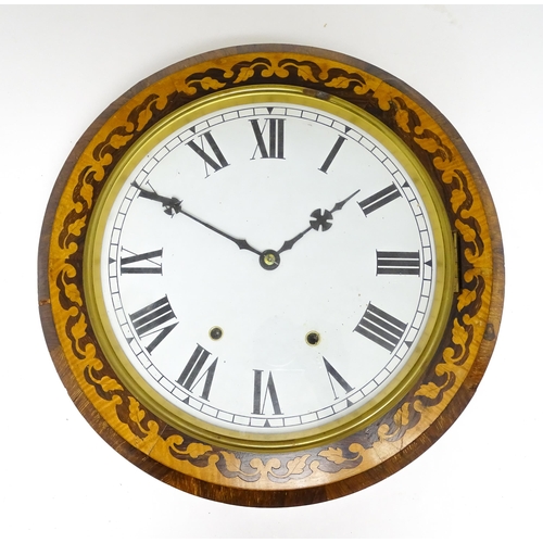 1657 - A 20thC wall clock with inlaid satinwood marquetry inlay to case. The 12